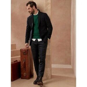 Banana Republic Slim Tapered Black Plaid Suit